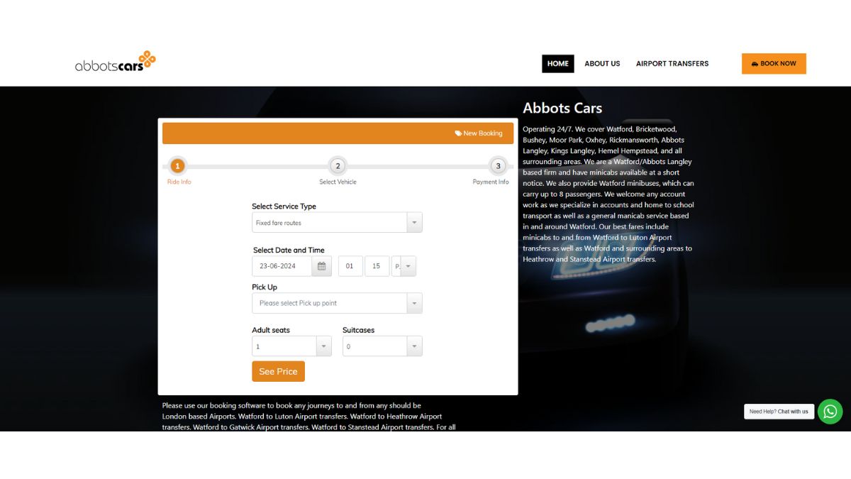Cab Booking Website